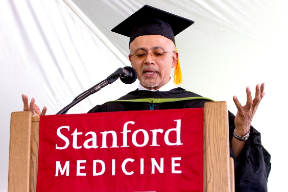 Dr. Abraham Verghese, MD, MACP a speech at the Stanford University School of Medicine Convocation on Saturday, June 14, 2014. ( Norbert von der Groeben/ Stanford School of Medicine )