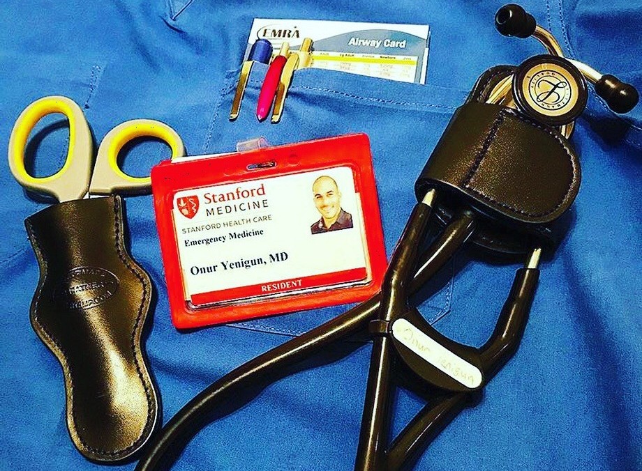 doctor's badge and stethoscope