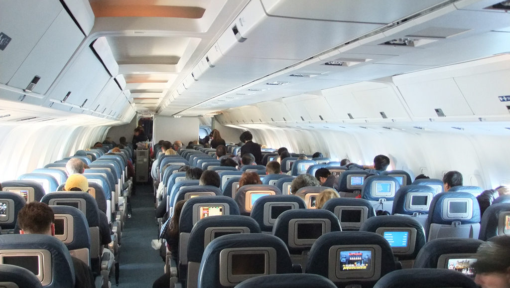 People sitting in a plane cabin