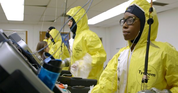 study participants in protective gear