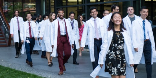 Getting their white coats (and, for one student, getting engaged): A big day for Stanford’s newest med students