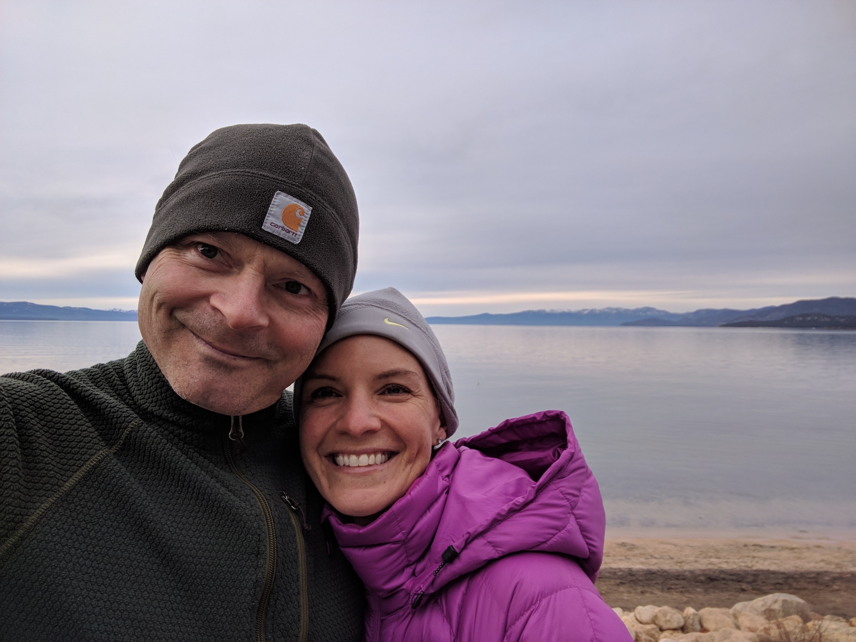 Prof. Andrea Traynor and Max Montgomery at Lake Tahoe