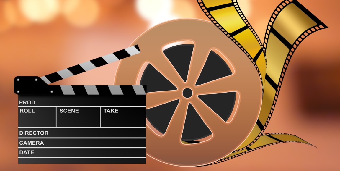 clapperboard and film