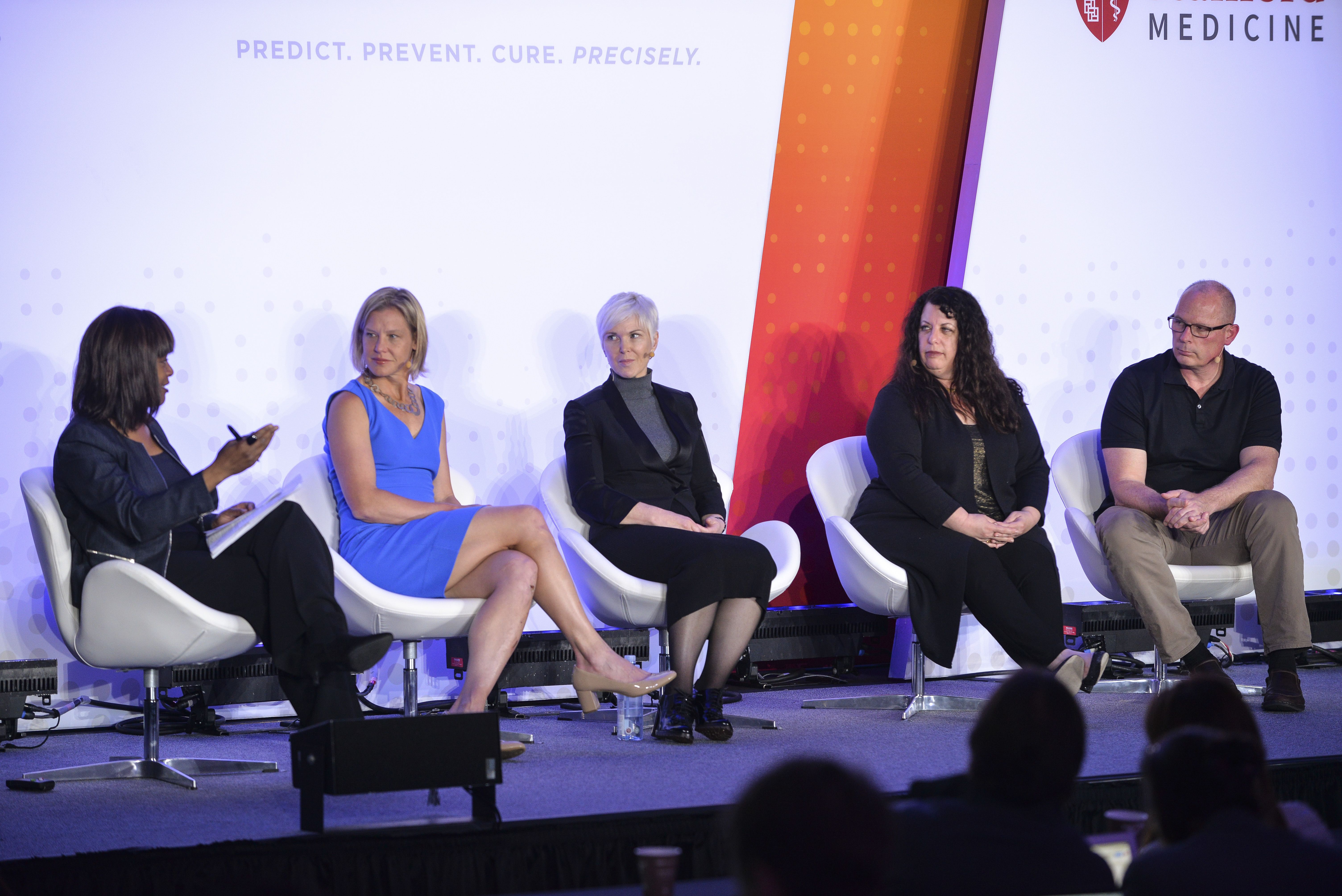A group of speakers presents at Stanford Medicine's Big Data in Precision Health Event