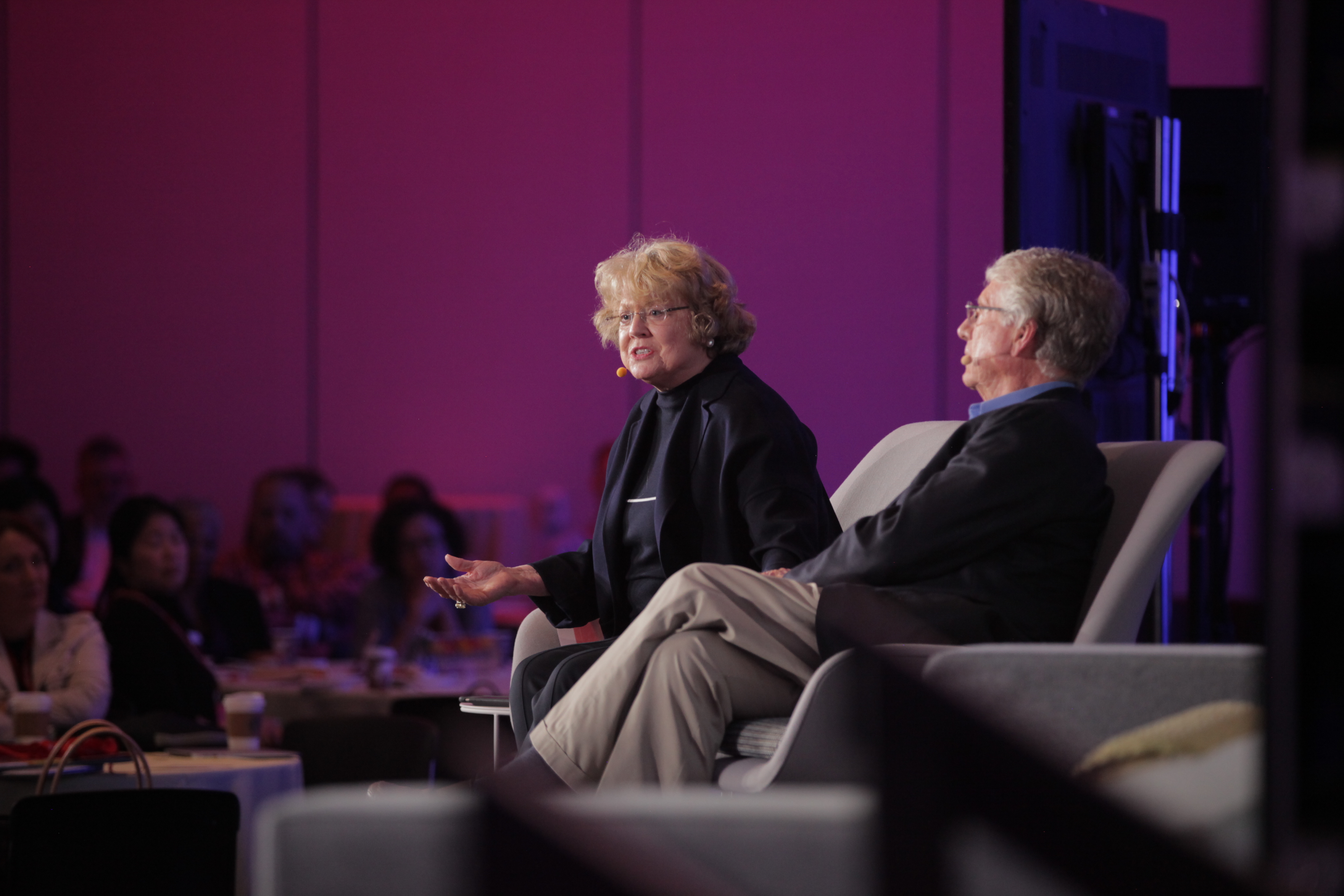 Grace Anne Dorney Koppel and Ted Koppel speak to the Stanford Medicine X CHANGE audieince on September 20 2019 about COPD awareness