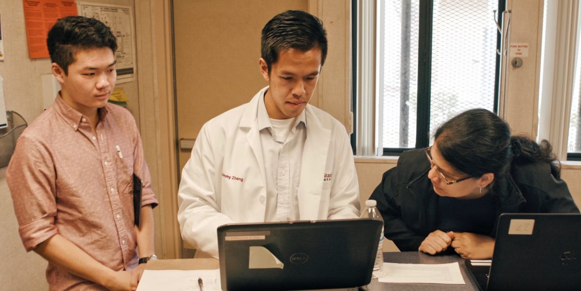 Medical student Jimmy Zheng at the clinic