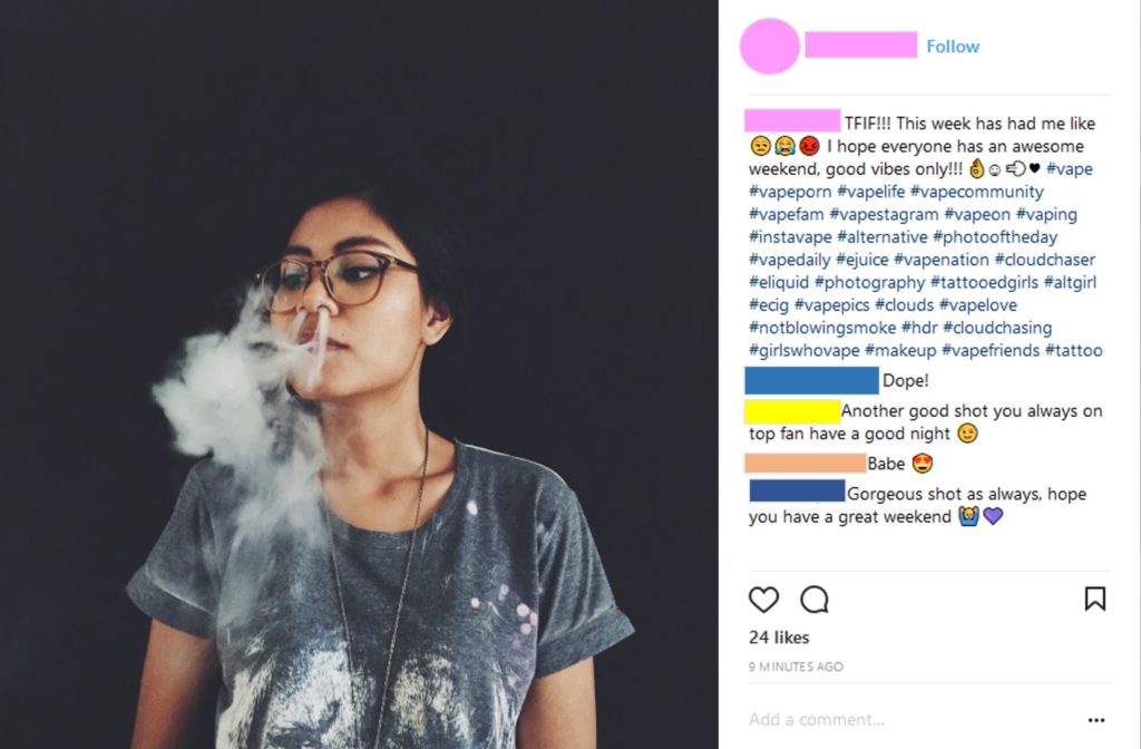An example of a pro-vaping social media post used in the study. 