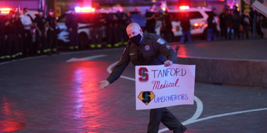First responders hold dawn brigade to thank Stanford hospital workers for COVID-19 care
