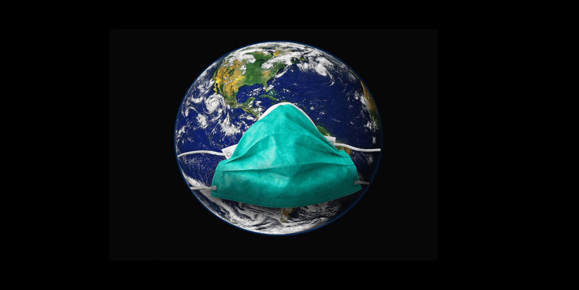 Earth wearing a surgical mask
