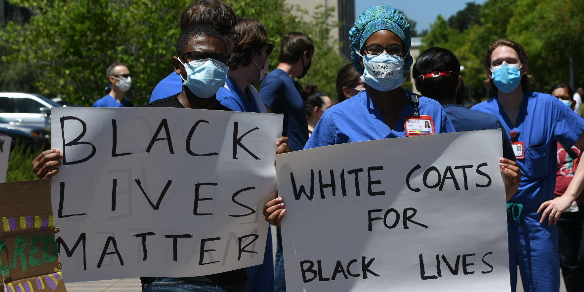 Stanford Medicine workers at the Rally for Racial Justice