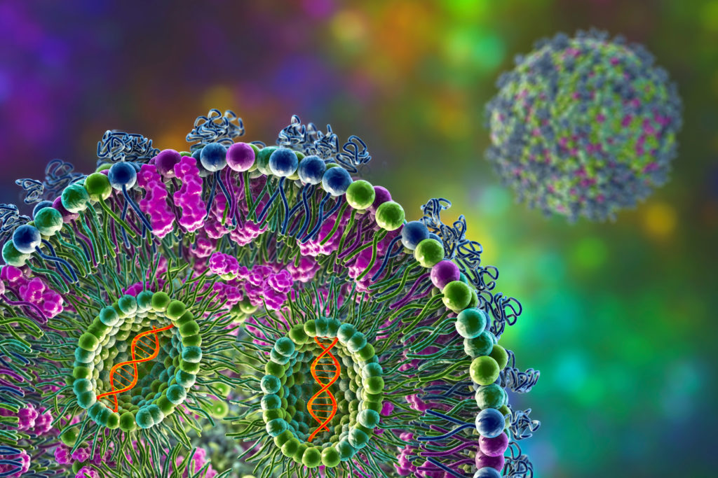 Lipid nanoparticle mRNA vaccine, 3D illustration - Scope